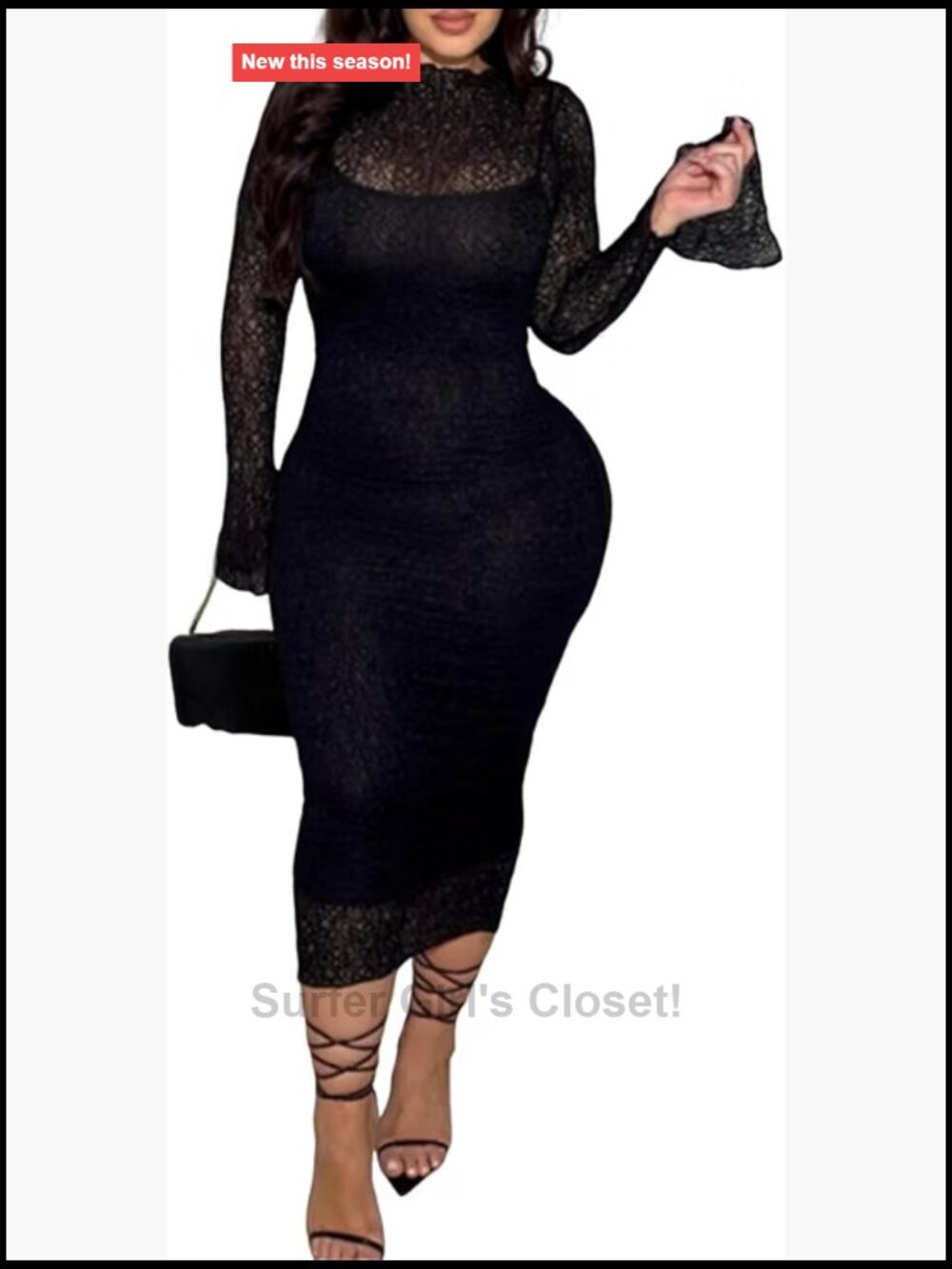 2 Piece Lace Dress Spaghetti Strap Midi Bodycon Club Party Set
